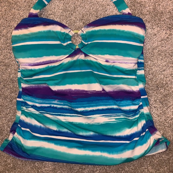 Apt 9 Nylon Green & Purple Swimsuit size 10 - Picture 6 of 13